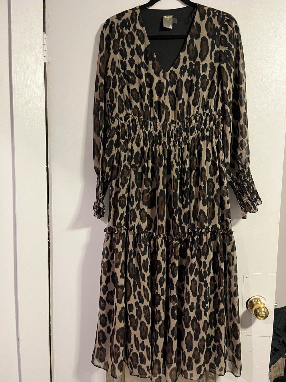 Taylor Leopard Print Midi Dress - Brown & Black